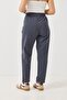 Anthracite Canvas Fabric High Waist Elastic Mom Cut Comfortable Fit Pants with Double Pockets on the Sides - 5