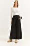 Black Stretchy Textured Elastic High Waist Wide Leg Pockets Stitching Detailed Form Pants