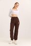 Brown Two-Strand Stretch Fabric Elastic Waistband Teddy Bear Printed Casual Sweatpants with Pockets - 2