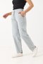 Gray Canvas Fabric Elastic Waist Lace-Up Comfortable Cut Long Trousers with Side Pockets - 3