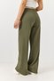 Khaki Woven Elastic Waist Adjustable Trimmed Loose Cut Wide Leg Comfortable Fit Trousers - 5