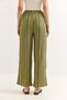 Green Wrinkled Textured High Elastic Waist Comfortable Cut Vertical Striped Detailed Trousers - 6
