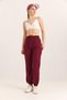 Burgundy Two-Strap Stretch Fabric Elastic Waist Printed Pocketed Comfortable Fit Sweatpants