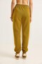 Olive Green Three-Thread Elastic High-Waist Comfortable Fit Sweatpants with Embroidery Detail - 5