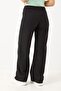 Black Knitted Stretch Fabric High Waist Straight Cut Lycra Trousers with Front Stitching Detail - 5