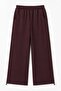Plum Cotton Blend Adjustable Leg Detail Comfortable Cut Sweatpants with Side Pockets