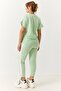 Green Garnished Comfortable Fit Knitted Trousers with Flexible Textured Side Stripe Detail and Elastic Waist - 5