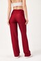 Burgundy Knitwear Fabric High Waist Palazzo Cut Wide Leg Trousers with Ring Belt Detail - 5