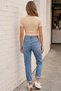 Beige Stretchy Fabric V-Neck Short Sleeve Slim Fit Bodysuit Blouse with Snap Buttons at the Bottom - 4