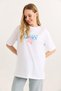 White Single Jersey Fabric Crew Neck Short Sleeve T-Shirt with Front and Back Print Detail - 4