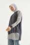 Gray Viscose Blended Stretch Fabric Tunic with Raglan Sleeves, Shirt with Garnished Sleeves and Skirt Detail - 3