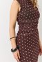 Brown Polka Dot Tulle Fabric Sleeveless Crew Neck Draped Detailed Casual Cut Dress - 4