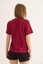 Burgundy Cotton Crew Neck Short Sleeve Relaxed Fit Basic Style Knitted Combed Cotton T-Shirt - 5