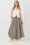 Green Tencel Fabric Elastic Waist Asymmetrical Cut Comfortable Flared Skirt Suitable for Daily Use - 2