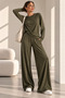 Women's Draped Modal Wide-Leg Two-Piece Set - Khaki Zg3535 - 4