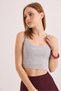 Gray Knitted Camisole Fabric Square Neck Strap Crop Form Ribbed Stretchy Textured Sleeveless Blouse - 2