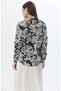 Black Patterned Linen Textured Long Sleeve Buttoned Loose Cut Steel Interlock Shirt - 4