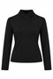 Black Polyester Fabric High Neck Long Sleeve Slim Fit Basic Knitted Blouse