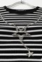 Black Ribbed Stretch Fabric Crew Neck Short Sleeve Crop Star Pendant Gift Knitted Blouse - 2