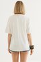 White Cotton Blend Fabric Crew Neck Short Sleeve Basic Relaxed Fit T-Shirt - 3