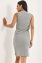 Gray Camisole Fabric Zero-Sleeve Crew Neck Midi Length Dress with Side Slits - 5