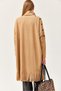Mink Corduroy Woven Turtleneck Bat Sleeve Button Detailed Hem Tasseled Loose Tunic - 4