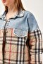 Mink Denim Quilted Fabric Shirt Collar Buttoned Front Pocket Relaxed Fit Patterned Jacket - 4