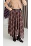 Brown Chiffon Fabric Elastic Waist Asymmetrical Cut Lined Line Patterned Comfortable Fit Skirt - 3