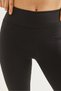 Black Ribbed Polyester Fabric High Waist Gathering Effect Stretchy Textured Knitted Leggings - 4