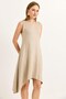 Mink Soft Textured Crew Neck Stretch Knitted Skirted Midi Form Dress - 2