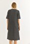 Black Stretchy Textured Crew Neck Short Sleeve Relaxed Fit Easy to Coordinate Knitted Dress - 6