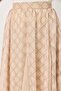 Cream Chiffon Fabric Elastic Waist Flared Cut Plaid Patterned Segmented Lined Skirt - 5
