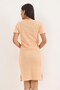 Powder Camisole Fabric Crew Neck Short Sleeve Midi Length Dress with Slit Detail on the Sides - 4