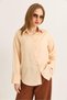 Melon Soft Textured Satin Fabric Buttoned Long Sleeve Oversize Classic Collar Shirt - 3