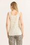 Cream Polyamide Fabric Crew Neck Zero Sleeve Regular Form Layered Look Detailed Blouse - 5
