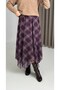Plum Chiffon Fabric Elastic Waist Asymmetrical Cut Lined Line Patterned Comfortable Fit Skirt - 5
