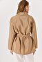 Mink Thin Summer Fabric Double-Breasted Collar Belted Waist Long Sleeve Classic Fit Jacket - 4