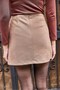 Mink Suede Textured High Waist Straight Cut Mini Skirt with Silver Stone Detail - 3
