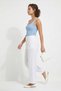 Blue Camisole Knitted Blouse with Stretchy Texture, Square Neckline, and Snap Buttons at the Bottom - 3