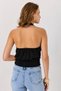 Black Viscose Textured Halter Neck Blouse with Open Back and Elastic Waist, Flexible Fit - 2