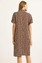 Bitter Brown Cotton Viscose Woven V-Neck Comfortable Fit Patterned Short Sleeve Dress - 5