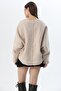 Beige Cotton Polyester Blended Fuzzy Textured Front-Tie Standard Fit Cashmere Jacket - 2
