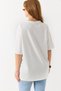 Ecru Stretchy Textured Crew Neck Oversize Form Stone Detailed Short Sleeve T-Shirt - 5