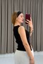 Black Knitwear Fabric Design Collar Sleeveless Standard Fit Knitted Blouse with Light Slits on the Sides - 3