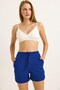 Saks Waffle Fabric Flexible Textured High Waist Elastic Lace-Up Pocketed Comfortable Fit Shorts