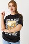 Black Textured Fabric Crew Neck Comfortable Fit I m Fine Text Print Detailed Short Sleeve T-Shirt - 2