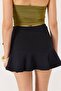 Black Belted, Flexible Textured, Comfortable Cut, Ruffle Detailed Mini Length Skirt - 6