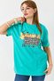 Green Cotton Crew Neck Short Sleeve Comfortable Fit T-Shirt with Text and Pattern Printed on the Front - 2