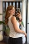 White Striped Flexible Textured Crew Neck Zero Sleeve Bell Model Blouse Suitable for Daily Use - 3
