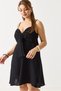 Black Muslin Fabric Thin Straps Mini Cut Dress with Big Bow Detail - 3